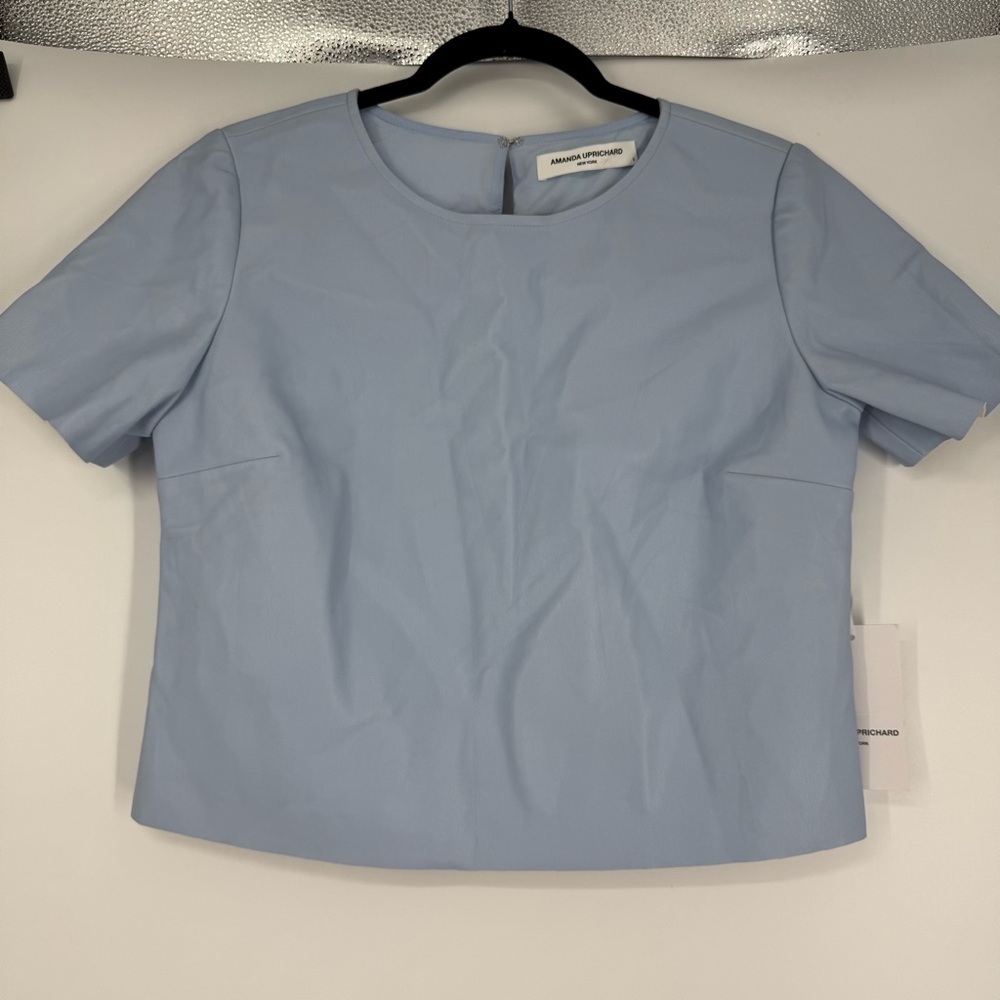 NWT Amanda Uprichard Blue Faux Leather Top